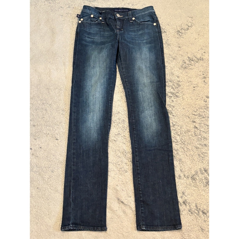 Rock & Republic Jeans Womens 2M Berlin Skinny Dark Wash Stretch Blue Denim
